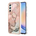 For Samsung Galaxy A25 5G Electroplating Marble Dual-side IMD Phone Case with Ring(Rose Gold 015)