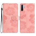 For Samsung Galaxy Note10+ Flower Embossing Pattern Leather Phone Case(Pink)