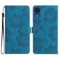 For Samsung Galaxy A04 Core Flower Embossing Pattern Leather Phone Case(Blue)