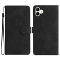 For Samsung Galaxy A04e Flower Embossing Pattern Leather Phone Case(Black)