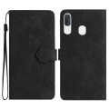 For Samsung Galaxy A20e Flower Embossing Pattern Leather Phone Case(Black)