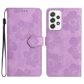 For Samsung Galaxy A23 5G Flower Embossing Pattern Leather Phone Case(Purple)