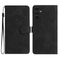 For Samsung Galaxy A54 5G Flower Embossing Pattern Leather Phone Case(Black)