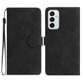 For Samsung Galaxy M23 Flower Embossing Pattern Leather Phone Case(Black)