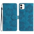 For Samsung Galaxy A05 Flower Embossing Pattern Leather Phone Case(Blue)