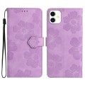 For Samsung Galaxy A05 Flower Embossing Pattern Leather Phone Case(Purple)