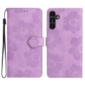 For Samsung Galaxy A15 Flower Embossing Pattern Leather Phone Case(Purple)