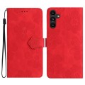 For Samsung Galaxy A15 Flower Embossing Pattern Leather Phone Case(Red)