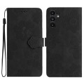 For Samsung Galaxy A15 Flower Embossing Pattern Leather Phone Case(Black)