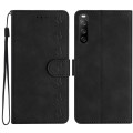 For Sony Xperia 10 V 2023 Seven Butterflies Embossed Leather Phone Case(Black)