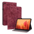 For Samsung Galaxy Tab A7 10.4 2020 T500 Butterfly Rose Embossed Leather Smart Tablet Case(Red)