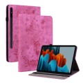 For Samsung Galaxy Tab S7 / S8 Butterfly Rose Embossed Leather Tablet Case(Rose Red)