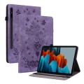 For Samsung Galaxy Tab S9+ Butterfly Rose Embossed Leather Tablet Case(Purple)
