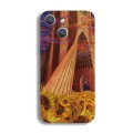 For iPhone 15 Precise Hole Oil Painting Pattern PC Phone Case(Architectural Painting)