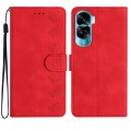 For Honor 90 Lite Seven Butterflies Embossed Leather Phone Case(Red)