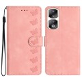 For Honor 90 Pro Seven Butterflies Embossed Leather Phone Case(Pink)
