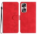For Honor 90 Pro Seven Butterflies Embossed Leather Phone Case(Red)