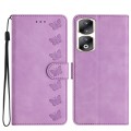 For Honor 90 Pro Seven Butterflies Embossed Leather Phone Case(Purple)
