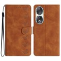 For Honor 90 Seven Butterflies Embossed Leather Phone Case(Brown)