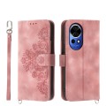 For Huawei nova 12 Skin-feel Flowers Embossed Wallet Leather Phone Case(Pink)