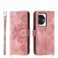 For Honor 100 Skin-feel Flowers Embossed Wallet Leather Phone Case(Pink)