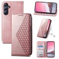 For Samsung Galaxy M54 5G Cubic Grid Calf Texture Magnetic Leather Phone Case(Rose Gold)