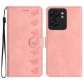 For Motorola Edge 40 Seven Butterflies Embossed Leather Phone Case(Pink)