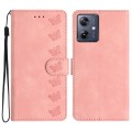 For Motorola Moto G14 4G Seven Butterflies Embossed Leather Phone Case(Pink)