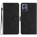 For Motorola Moto G14 4G Seven Butterflies Embossed Leather Phone Case(Black)