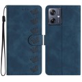 For Motorola Moto G14 4G Seven Butterflies Embossed Leather Phone Case(Blue)