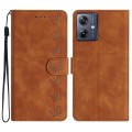 For Motorola Moto G54 5G Seven Butterflies Embossed Leather Phone Case(Brown)