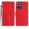 For Motorola Moto G54 5G Seven Butterflies Embossed Leather Phone Case(Red)