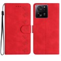 For Xiaomi 13T Seven Butterflies Embossed Leather Phone Case(Red)