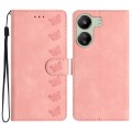 For Xiaomi Redmi 13C 4G Seven Butterflies Embossed Leather Phone Case(Pink)