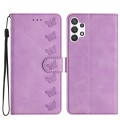 For Samsung Galaxy A13 4G Seven Butterflies Embossed Leather Phone Case(Purple)