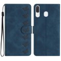 For Samsung Galaxy A20 / A30 Seven Butterflies Embossed Leather Phone Case(Blue)
