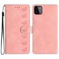 For Samsung Galaxy A22 5G Seven Butterflies Embossed Leather Phone Case(Pink)