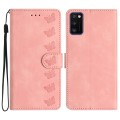 For Samsung Galaxy A41 Seven Butterflies Embossed Leather Phone Case(Pink)