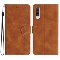For Samsung Galaxy A50 Seven Butterflies Embossed Leather Phone Case(Brown)