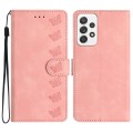 For Samsung Galaxy A72 5G Seven Butterflies Embossed Leather Phone Case(Pink)