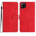 For Samsung Galaxy M53 Seven Butterflies Embossed Leather Phone Case(Red)