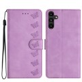 For Samsung Galaxy A05s Seven Butterflies Embossed Leather Phone Case(Purple)