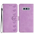 For Samsung Galaxy S10e Seven Butterflies Embossed Leather Phone Case(Purple)