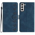 For Samsung Galaxy S21 5G Seven Butterflies Embossed Leather Phone Case(Blue)