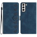 For Samsung Galaxy S21 FE 5G Seven Butterflies Embossed Leather Phone Case(Blue)