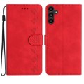 For Samsung Galaxy A35 5G Seven Butterflies Embossed Leather Phone Case(Red)