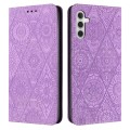 For Samsung Galaxy A34 Ethnic Embossed Adsorption Leather Phone Case(Purple)
