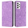 For Samsung Galaxy A52 4G/5G Ethnic Embossed Adsorption Leather Phone Case(Purple)