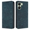 For Xiaomi Redmi 13C Ethnic Embossed Adsorption Leather Phone Case(Blue)