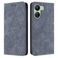 For Xiaomi Redmi 13C Ethnic Embossed Adsorption Leather Phone Case(Grey)